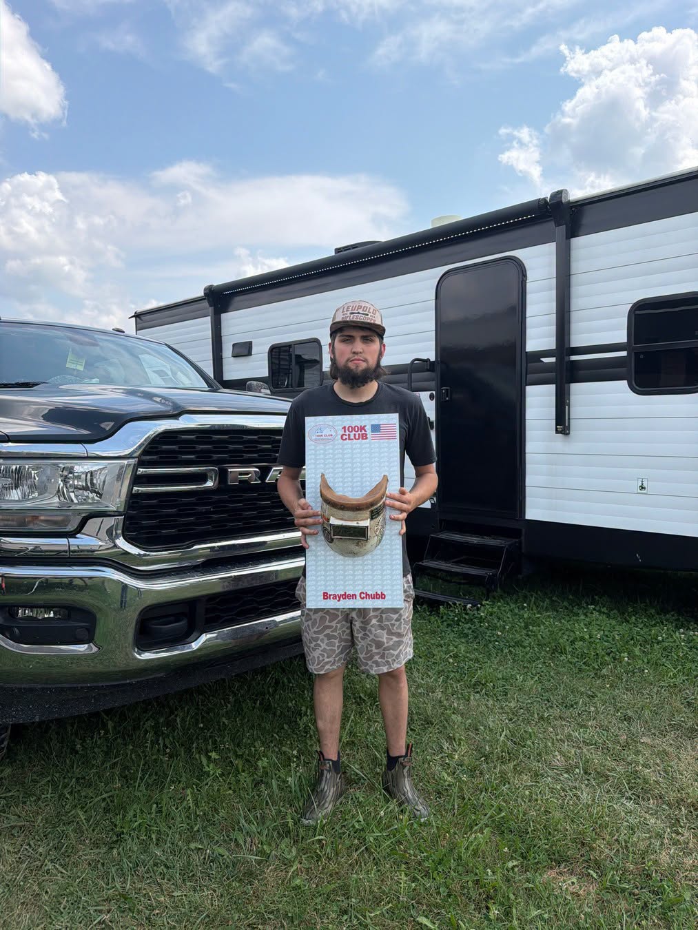 Brayden Chubb, 2025 KWI Graduate from Richfield, Pennsylvania, holding a KWI recognition plaque