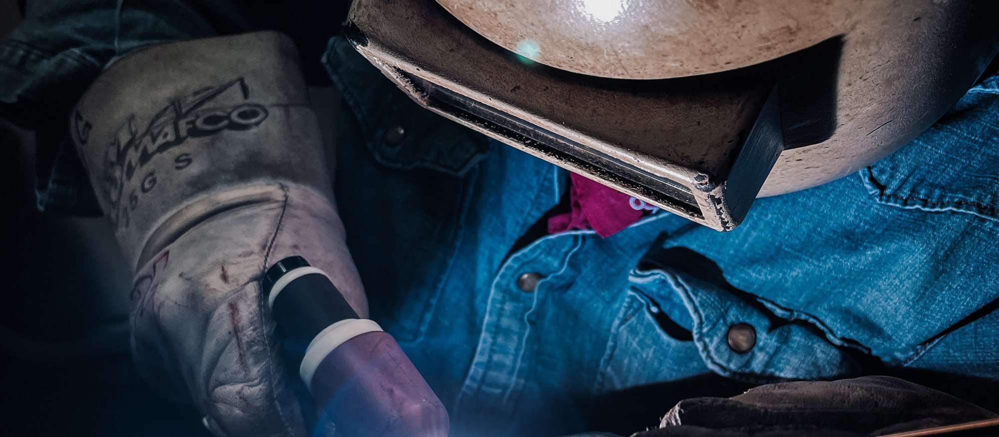 Close view of pipe welding practice on the KWI shop floor